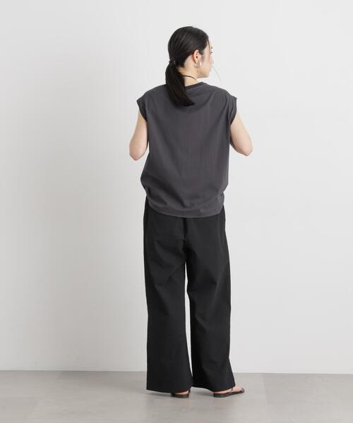 THOUSAND MILE（サウザンドマイル）の「THOUSAND MILE/SEERSUCKER WIDE PANTS(セットアップ可)（その他パンツ・レディース・ブラック・L/M）」の2枚目の写真