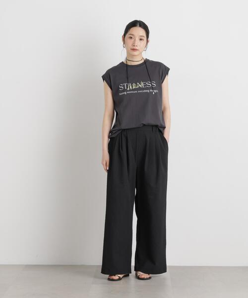 THOUSAND MILE（サウザンドマイル）の「THOUSAND MILE/SEERSUCKER WIDE PANTS(セットアップ可)（その他パンツ・レディース・ブラック・L/M）」の5枚目の写真