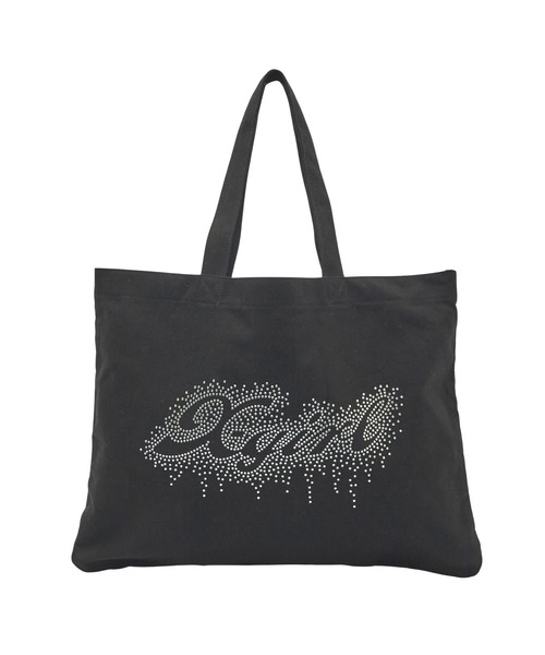 X-girl(エックスガール)の「RHINESTONE LOGO BIG TOTE BAG(トートバッグ・レディース・ベージュ/カモフラージュ/ブラック・ONE SIZE)」の6枚目の写真