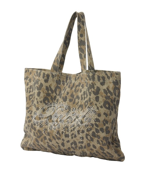 X-girl(エックスガール)の「RHINESTONE LOGO BIG TOTE BAG(トートバッグ・レディース・ベージュ/カモフラージュ/ブラック・ONE SIZE)」の5枚目の写真