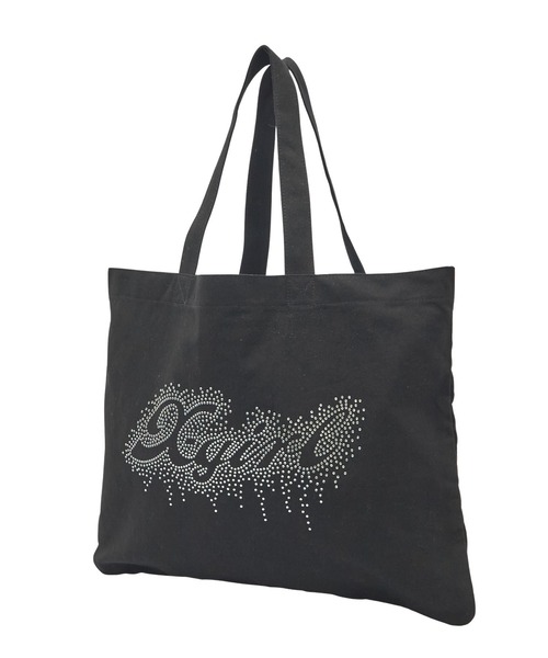 X-girl(エックスガール)の「RHINESTONE LOGO BIG TOTE BAG(トートバッグ・レディース・ベージュ/カモフラージュ/ブラック・ONE SIZE)」の6枚目の写真