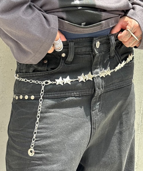 Never mind the XU(ネバーマインドザエックスユー)の「【Never mind the XU】star multi chain / 【ネバーマインド ザ エックスユー】スターマルチチェーンベルト(ベルト・メンズ・シルバー・ONE SIZE)」の1枚目の写真