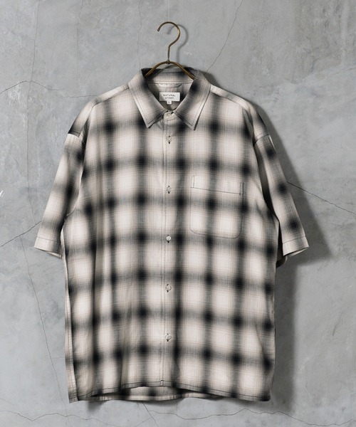 jiggys shop(ジギーズショップ)の「速乾 パナマ織 チェック 半袖シャツ(シャツ/ブラウス・メンズ・ブラック/ブルー/ブラウン/ベージュ/ネイビー・MEDIUM/LARGE/X-LARGE)」の7枚目の写真