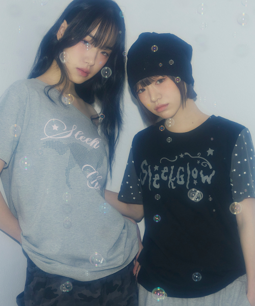 SLEEKGLOW（スリック グロウ）の「シューティングスター配色Tシャツ[ブラック]（Tシャツ/カットソー・レディース・その他・FREE）」の2枚目の写真
