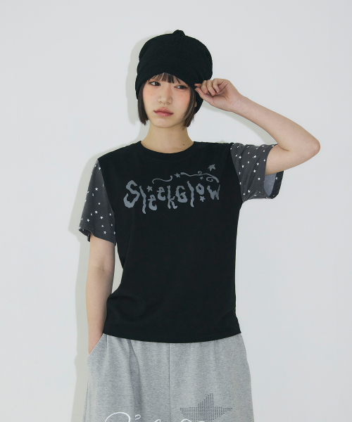 SLEEKGLOW（スリック グロウ）の「シューティングスター配色Tシャツ[ブラック]（Tシャツ/カットソー・レディース・その他・FREE）」の4枚目の写真