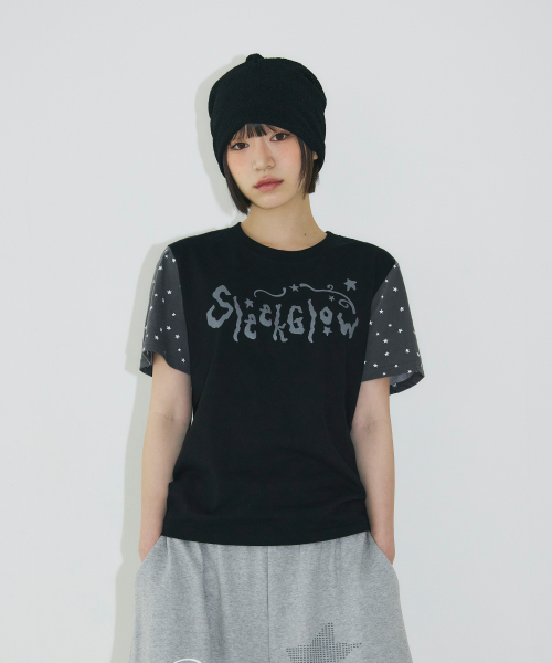 SLEEKGLOW（スリック グロウ）の「シューティングスター配色Tシャツ[ブラック]（Tシャツ/カットソー・レディース・その他・FREE）」の5枚目の写真