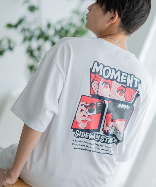 SIDEWAY STANCE(サイドウェイスタンス)の「【SIDEWAY STANCE】モーメントガール 半袖Tシャツ(Tシャツ/カットソー・メンズ・ホワイト/ブラック・LARGE/X-LARGE/MEDIUM/SMALL)」の1枚目の写真