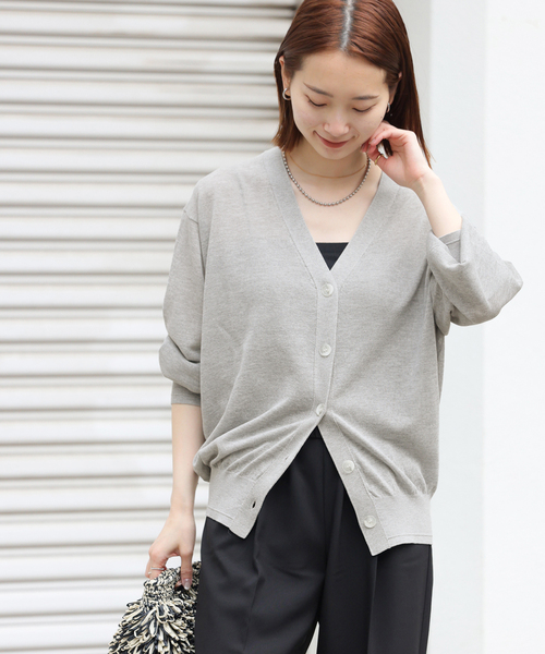 JOURNAL STANDARD relume(ジャーナルスタンダード レリューム)の「《追加2》サマーニットVネックカーディガン(カーディガン/ボレロ・レディース・ブラウン/ピンク/ブラック/グレー・FREE)」の8枚目の写真