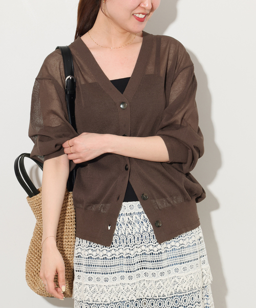JOURNAL STANDARD relume(ジャーナルスタンダード レリューム)の「《追加2》サマーニットVネックカーディガン(カーディガン/ボレロ・レディース・ブラウン/ピンク/ブラック/グレー・FREE)」の20枚目の写真