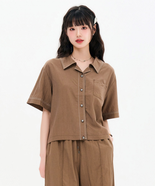CHASECULT(チェイスカルト)の「レディース オープンカラーシャツ-FBRG5573D08(シャツ/ブラウス・レディース・ブラウン・FRE)」の1枚目の写真