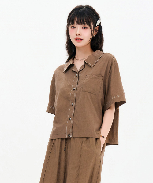 CHASECULT(チェイスカルト)の「レディース オープンカラーシャツ-FBRG5573D08(シャツ/ブラウス・レディース・ブラウン・FRE)」の2枚目の写真