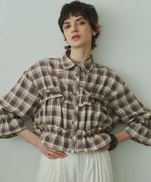 Gathered Check Cropped Shirt / ギャザードチェッククロップドシャツ