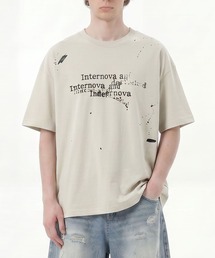 HOOK | HOOK タイプライター × ペイントスプラッシュ ウォッシュ オーバーサイズT (SS)(Tシャツ/カットソー)