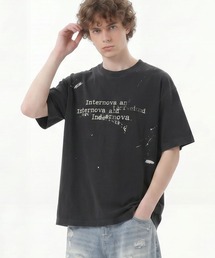 HOOK | HOOK タイプライター × ペイントスプラッシュ ウォッシュ オーバーサイズT (SS)(Tシャツ/カットソー)