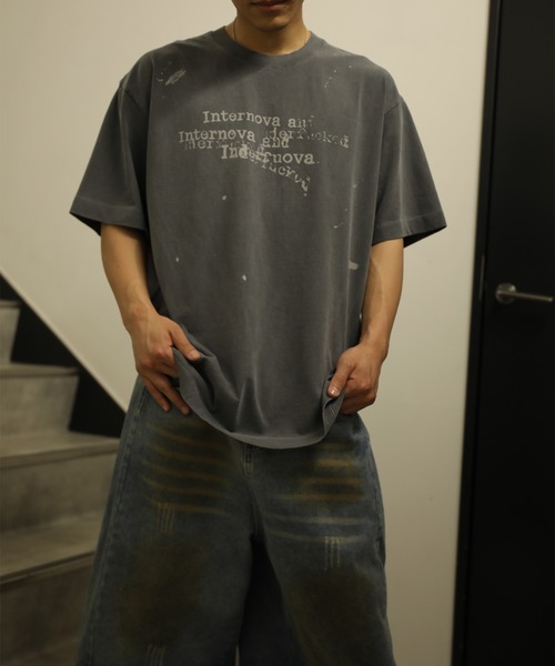 HOOK(フック)の「HOOK タイプライター × ペイントスプラッシュ ウォッシュ オーバーサイズT (SS)(Tシャツ/カットソー・メンズ・ブラック/オフホワイト/グレー・L/M)」の8枚目の写真