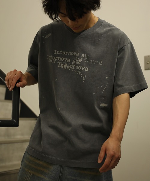 HOOK(フック)の「HOOK タイプライター × ペイントスプラッシュ ウォッシュ オーバーサイズT (SS)(Tシャツ/カットソー・メンズ・ブラック/オフホワイト/グレー・L/M)」の10枚目の写真