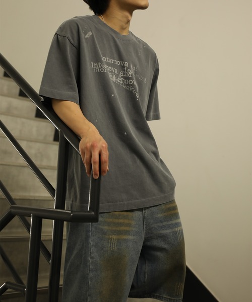 HOOK(フック)の「HOOK タイプライター × ペイントスプラッシュ ウォッシュ オーバーサイズT (SS)(Tシャツ/カットソー・メンズ・ブラック/オフホワイト/グレー・L/M)」の7枚目の写真