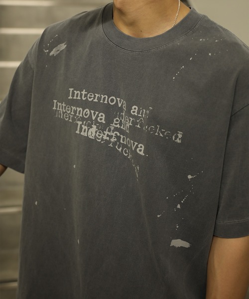 HOOK(フック)の「HOOK タイプライター × ペイントスプラッシュ ウォッシュ オーバーサイズT (SS)(Tシャツ/カットソー・メンズ・ブラック/オフホワイト/グレー・L/M)」の12枚目の写真