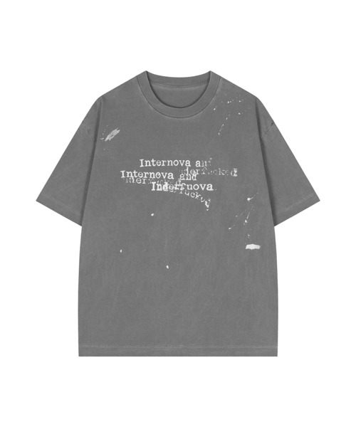 HOOK（フック）の「HOOK タイプライター × ペイントスプラッシュ ウォッシュ オーバーサイズT (SS)（Tシャツ/カットソー・メンズ・ブラック/オフホワイト/グレー・L/M）」の18枚目の写真
