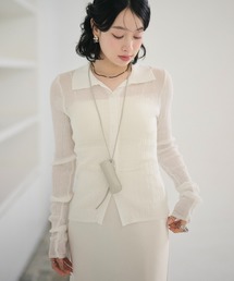 random rib collar knit pullover /ランダムリブ襟付きニットプルオーバー