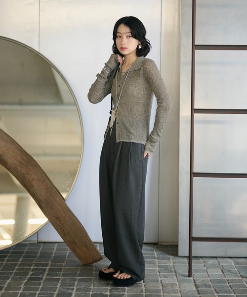 LAULEN(ローレン)の「random rib collar knit pullover /ランダムリブ襟付きニットプルオーバー(カーディガン/ボレロ・レディース・ホワイト/グレー/ブラック・FREE)」の9枚目の写真