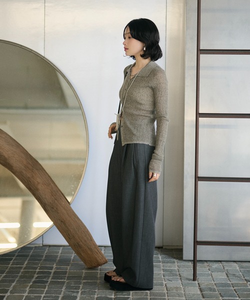LAULEN(ローレン)の「random rib collar knit pullover /ランダムリブ襟付きニットプルオーバー(カーディガン/ボレロ・レディース・ホワイト/グレー/ブラック・FREE)」の10枚目の写真