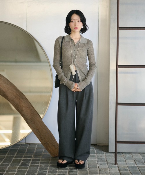 LAULEN(ローレン)の「random rib collar knit pullover /ランダムリブ襟付きニットプルオーバー(カーディガン/ボレロ・レディース・ホワイト/グレー/ブラック・FREE)」の13枚目の写真