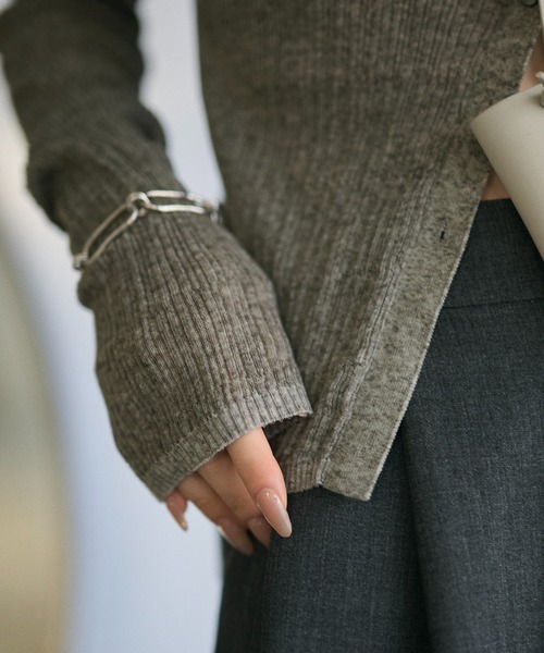 LAULEN(ローレン)の「random rib collar knit pullover /ランダムリブ襟付きニットプルオーバー(カーディガン/ボレロ・レディース・ホワイト/グレー/ブラック・FREE)」の16枚目の写真