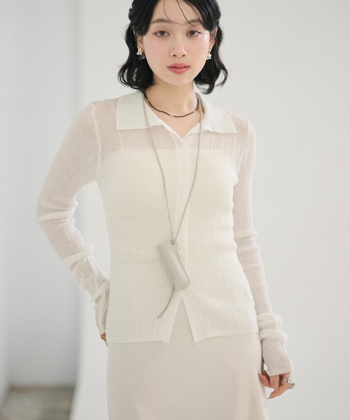 LAULEN(ローレン)の「random rib collar knit pullover /ランダムリブ襟付きニットプルオーバー(カーディガン/ボレロ・レディース・ホワイト/グレー/ブラック・FREE)」の18枚目の写真