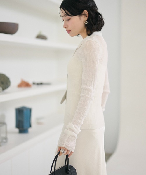 LAULEN(ローレン)の「random rib collar knit pullover /ランダムリブ襟付きニットプルオーバー(カーディガン/ボレロ・レディース・ホワイト/グレー/ブラック・FREE)」の19枚目の写真