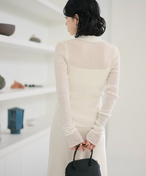 LAULEN(ローレン)の「random rib collar knit pullover /ランダムリブ襟付きニットプルオーバー(カーディガン/ボレロ・レディース・ホワイト/グレー/ブラック・FREE)」の20枚目の写真