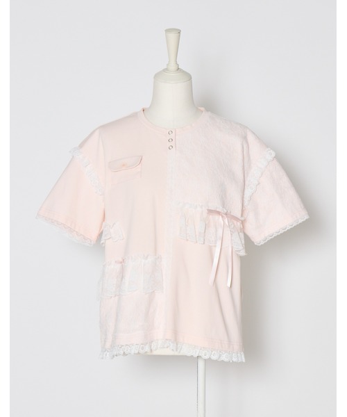Lolime by mellfy memory（ロリミー バイ メルフィーメモリー）の「lacy pocket tee（Tシャツ/カットソー・レディース・ホワイト/ピンク・FREE）」の13枚目の写真