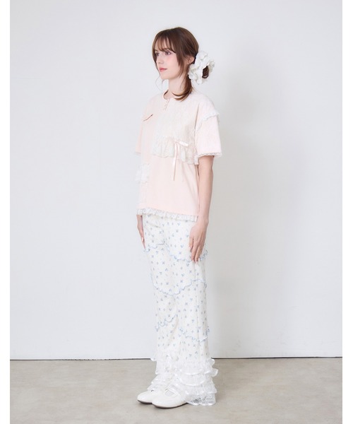 Lolime by mellfy memory（ロリミー バイ メルフィーメモリー）の「lacy pocket tee（Tシャツ/カットソー・レディース・ホワイト/ピンク・FREE）」の10枚目の写真