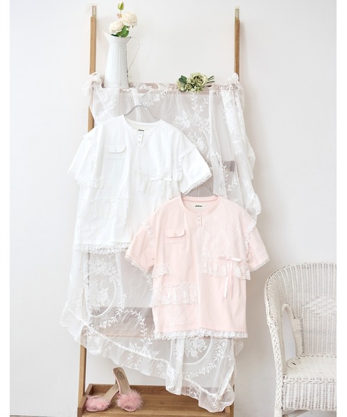 Lolime by mellfy memory（ロリミー バイ メルフィーメモリー）の「lacy pocket tee（Tシャツ/カットソー・レディース・ホワイト/ピンク・FREE）」の12枚目の写真