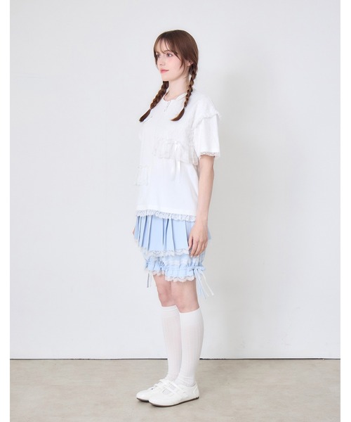 Lolime by mellfy memory（ロリミー バイ メルフィーメモリー）の「lacy pocket tee（Tシャツ/カットソー・レディース・ホワイト/ピンク・FREE）」の7枚目の写真