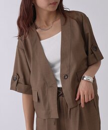 ノーカラージャケット（ブラウン/茶色系）ファッション通販 - ZOZOTOWN