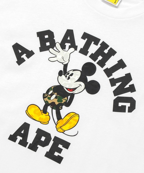 A BATHING APE(アベイシングエイプ)の「BAPE X DISNEY MICKEY MOUSE COLLEGE RELAXED FIT TEE(Tシャツ/カットソー・メンズ・グリーン/ホワイト/ブラック・LARGE/XX-LARGE/MEDIUM/SMALL/X-LARGE)」の7枚目の写真