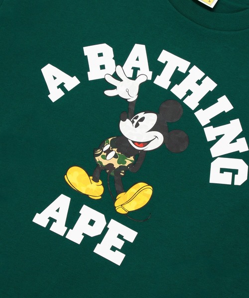 A BATHING APE(アベイシングエイプ)の「BAPE X DISNEY MICKEY MOUSE COLLEGE RELAXED FIT TEE(Tシャツ/カットソー・メンズ・グリーン/ホワイト/ブラック・LARGE/XX-LARGE/MEDIUM/SMALL/X-LARGE)」の9枚目の写真