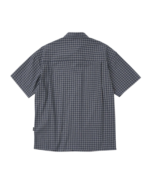 WMC(ダブリューエムシー)の「ボーダーチェックハーフシャツ_NAVY(シャツ/ブラウス・メンズ・ネイビー・MEDIUM/LARGE)」の2枚目の写真