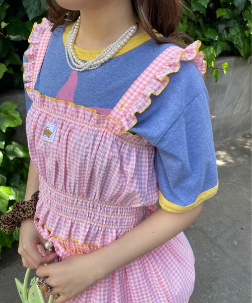 HELLO.SANFRANCISCO(ハローサンフランシスコ)の「【HELLO.SANFRANCISCO/ハローサンフランシスコ】シャーリングチェックビスチェ(タンクトップ・レディース・サックスブルー/ピンク・ONE SIZE)」の11枚目の写真