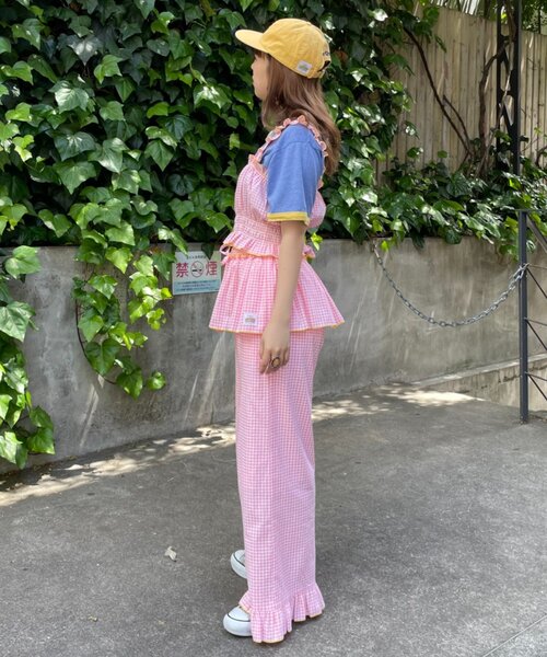 HELLO.SANFRANCISCO(ハローサンフランシスコ)の「【HELLO.SANFRANCISCO/ハローサンフランシスコ】シャーリングチェックビスチェ(タンクトップ・レディース・サックスブルー/ピンク・ONE SIZE)」の13枚目の写真