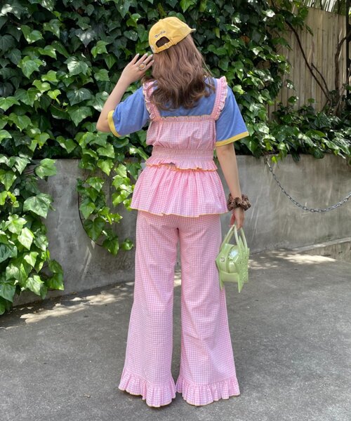 HELLO.SANFRANCISCO(ハローサンフランシスコ)の「【HELLO.SANFRANCISCO/ハローサンフランシスコ】シャーリングチェックビスチェ(タンクトップ・レディース・サックスブルー/ピンク・ONE SIZE)」の14枚目の写真