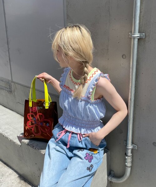 HELLO.SANFRANCISCO(ハローサンフランシスコ)の「【HELLO.SANFRANCISCO/ハローサンフランシスコ】シャーリングチェックビスチェ(タンクトップ・レディース・サックスブルー/ピンク・ONE SIZE)」の15枚目の写真