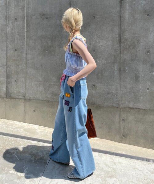 HELLO.SANFRANCISCO(ハローサンフランシスコ)の「【HELLO.SANFRANCISCO/ハローサンフランシスコ】シャーリングチェックビスチェ(タンクトップ・レディース・サックスブルー/ピンク・ONE SIZE)」の4枚目の写真