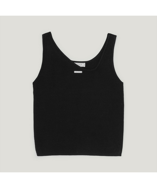 TWEE(トゥウィー)の「デュズ アシンメトリーネック ニットスリーブレス(Tシャツ/カットソー・レディース・アイボリー/グレー/ブラック・FREE)」の2枚目の写真