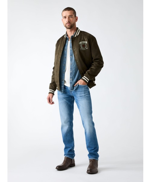 Guess（ゲス）の「VARSITY Suede Jacket ジャケット スタジャン（スタジャン・メンズ・カーキ・SMALL/X-LARGE/LARGE/MEDIUM）」の5枚目の写真