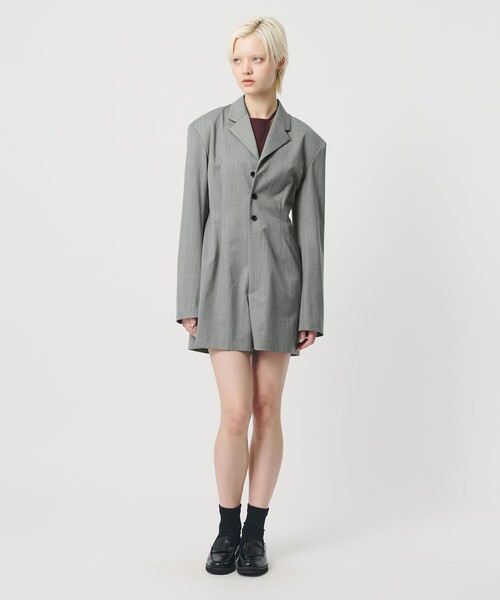 H＞ギャバクロス テーラードカラー オールインワン（ワンピース）｜H