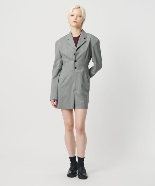 H BEAUTY&YOUTH UNITED ARROWS(エイチビューティーアンドユースユナイテッドアローズ)の「<H>ギャバクロス テーラードカラー オールインワン(ワンピース・レディース・ライトグレー/ダークグレー・M/S)」の3枚目の写真