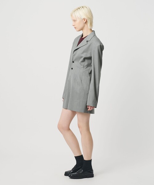 H BEAUTY&YOUTH UNITED ARROWS(エイチビューティーアンドユースユナイテッドアローズ)の「<H>ギャバクロス テーラードカラー オールインワン(ワンピース・レディース・ライトグレー/ダークグレー・M/S)」の4枚目の写真