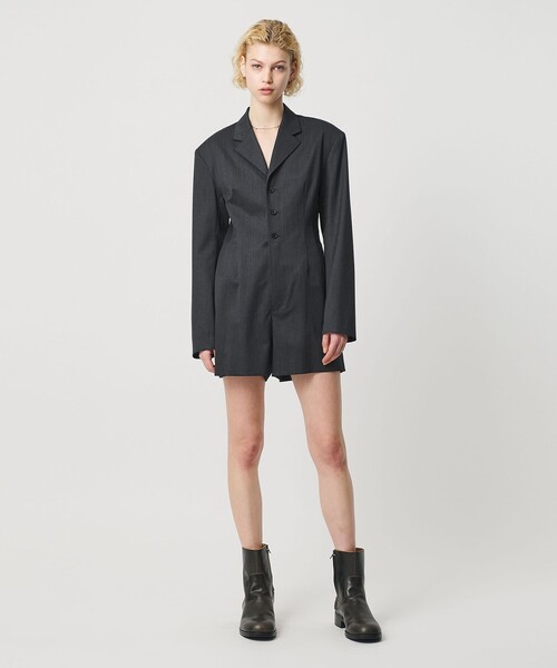 H BEAUTY&YOUTH UNITED ARROWS(エイチビューティーアンドユースユナイテッドアローズ)の「<H>ギャバクロス テーラードカラー オールインワン(ワンピース・レディース・ライトグレー/ダークグレー・M/S)」の7枚目の写真